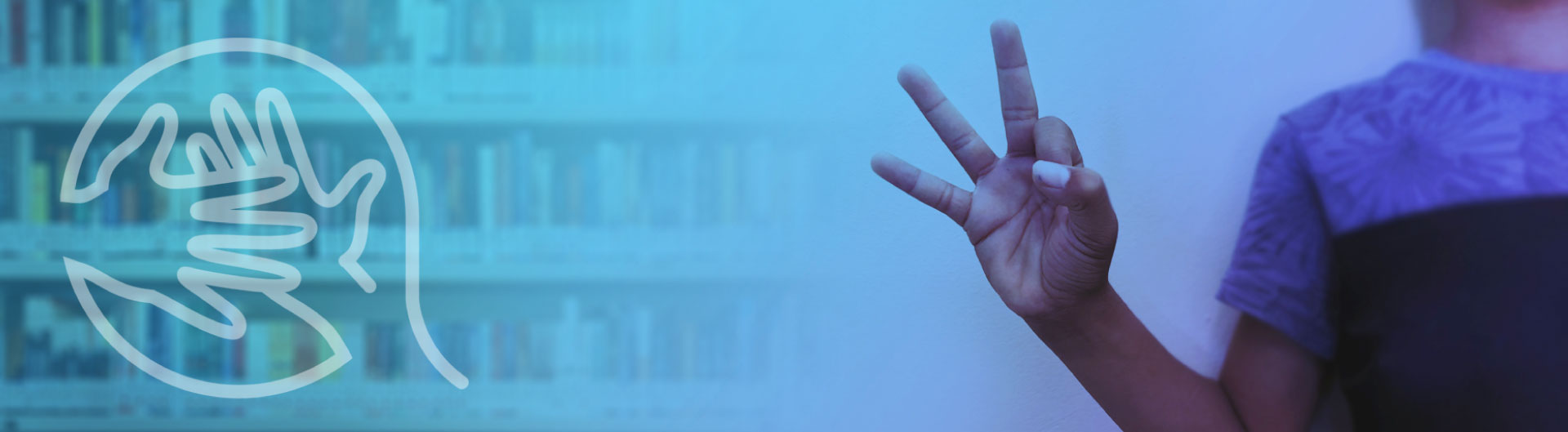 Banner with a hand holding three fingers up