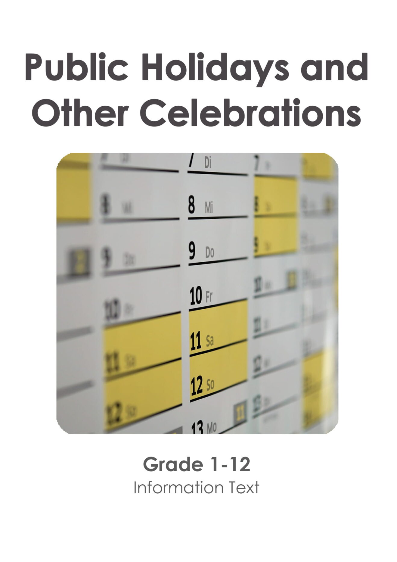 Gr 1-12 Public Holidays and other celebrations