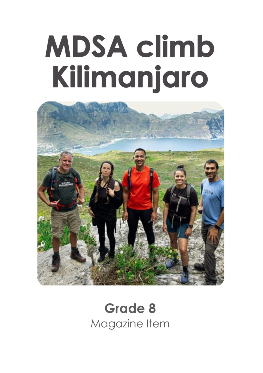 Gr 8 - MDSA Climbs Kilimanjaro (Magazine Item)